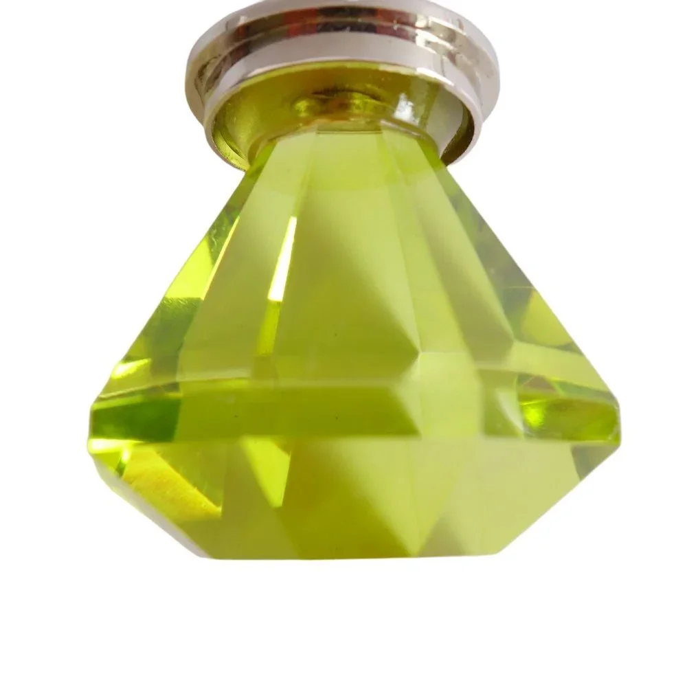 Large‎ Chartreuse Yellow Faceted Glass Wine Bottle Stopper 5 1/2 Inches